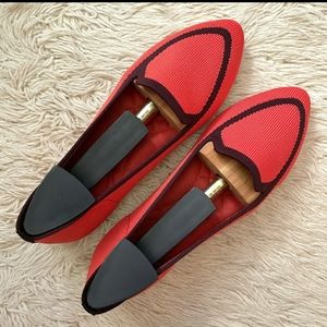 Birdies The Blackbird Coral Reef Orange Washable Knit Pointy Flats - 6.5